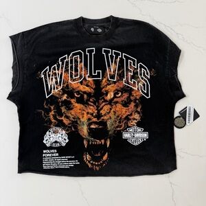 Darc Sport x Harley Davidson Cut-Off Graphic Oversized Tee Size S NWT